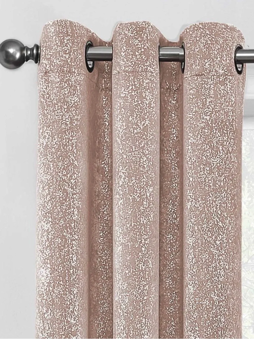 Pair of 37 x 96 Curtain Panels in Blush with Sparkle Accents